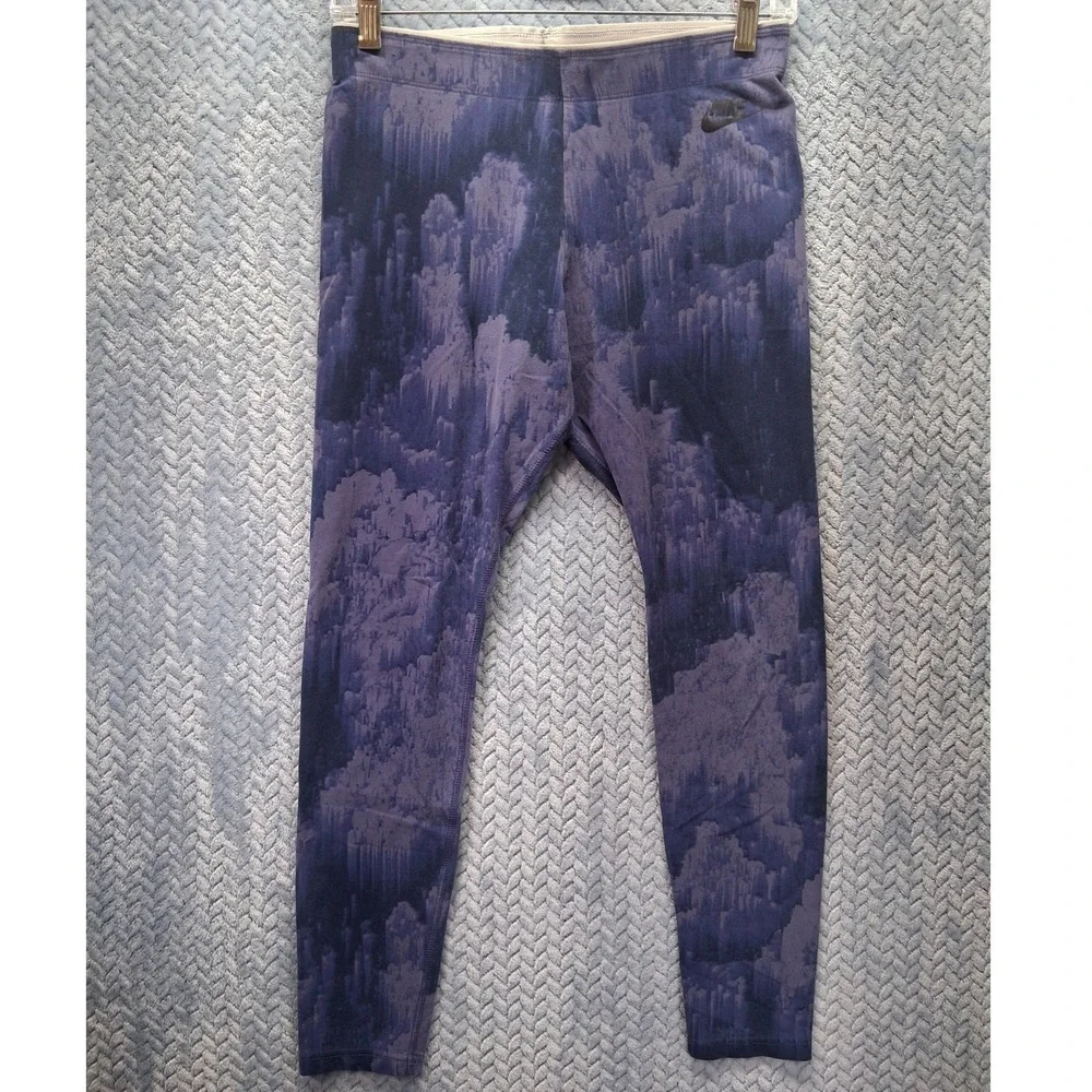 Nike Sportswear Womens Medium Purple Abstract Glacier Print Leggings NSW AOP1